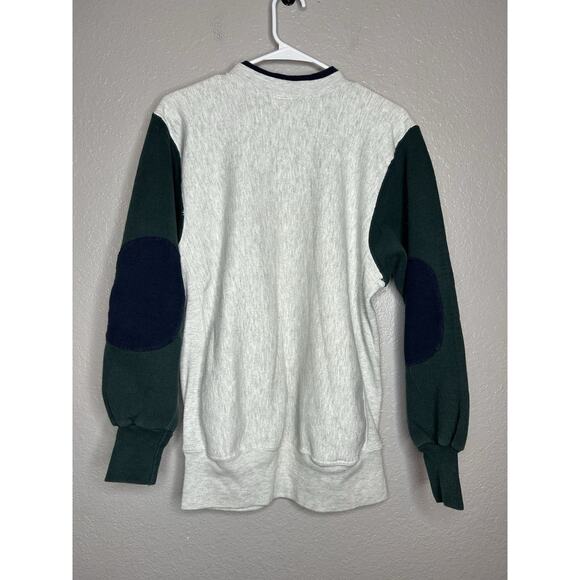 Vintage SMU Sweatshirt Size Medium 90s Y2K College Sports Elbow Patches Cozy - Picture 2 of 9